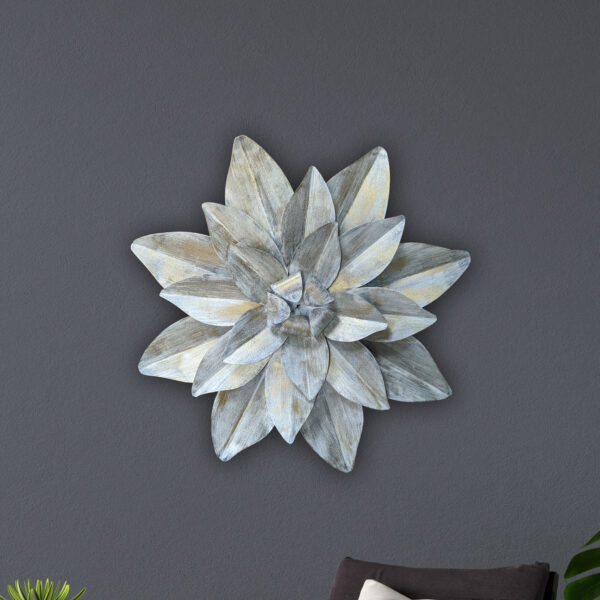 Medium White Star Metal flower wall art
