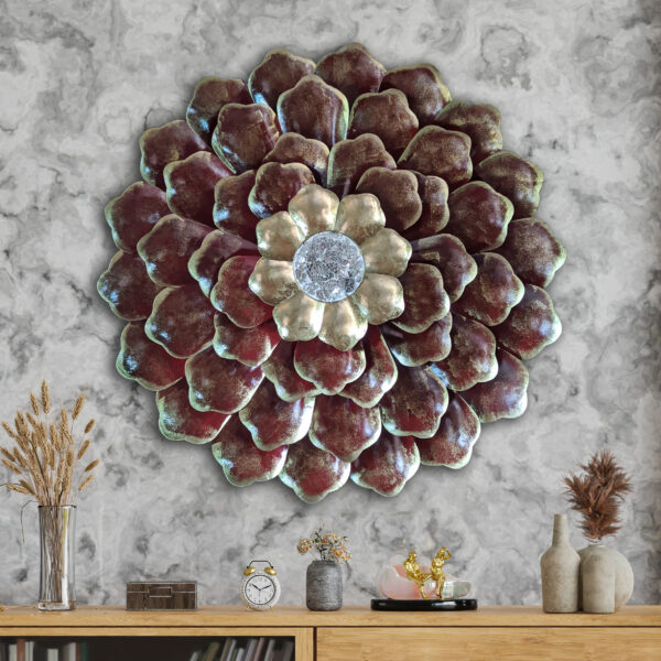 Red Wrought Iron Decorative Flower Wall Art