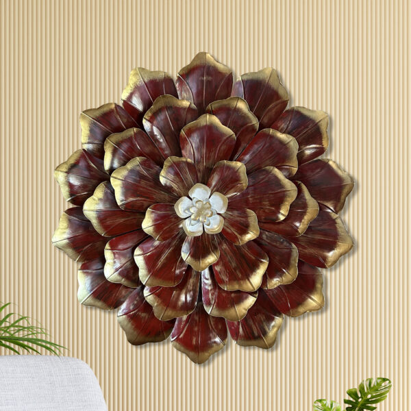 Red Blossom Flower metal wall art