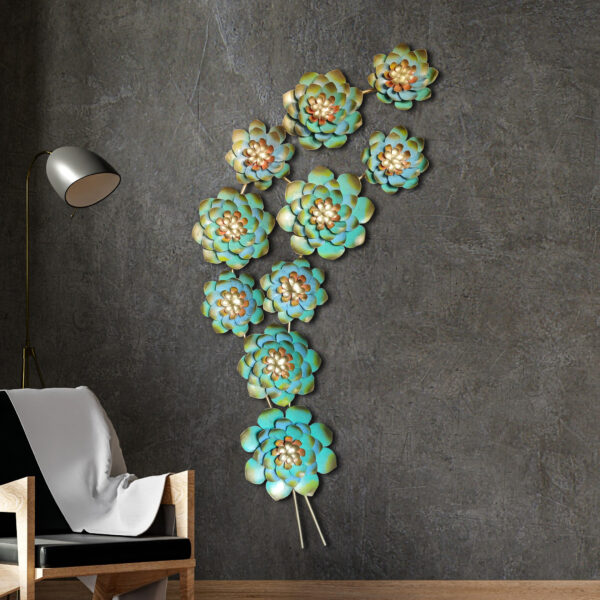 Metal Green flower rt vine wall Art