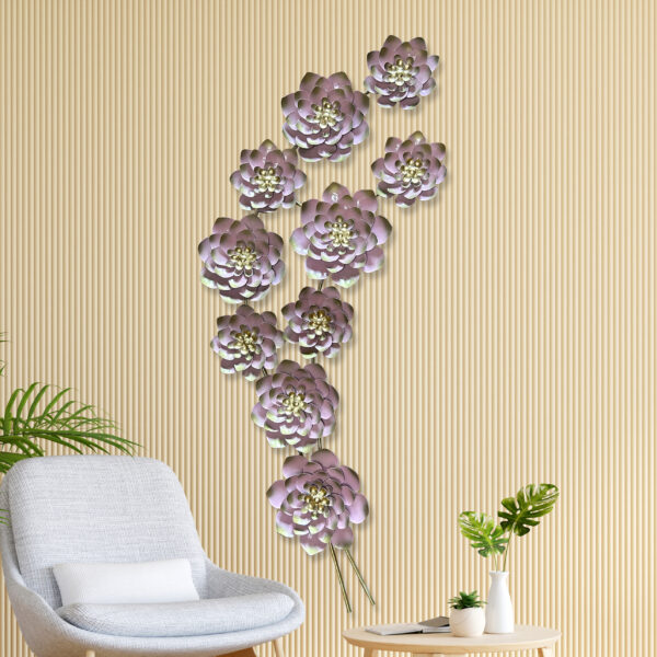 Metal Pink flower Rt vine wall Art
