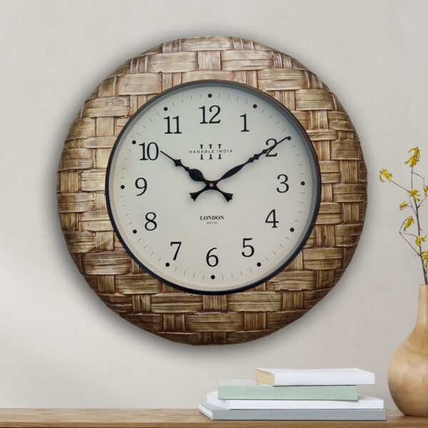 Brass Embossed Analog Wall Clock – Vintage Handcrafted Timepiece for Home & Office (Antique Gold)