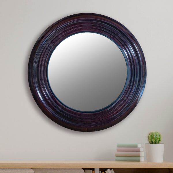 Handcrafted Round Brown Mirror for Living Room