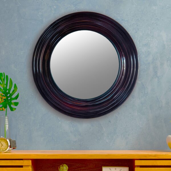 Handcrafted Round Brown Mirror for Living Room