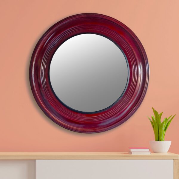 Handcrafted Round Cheery Red Mirror for Living Room