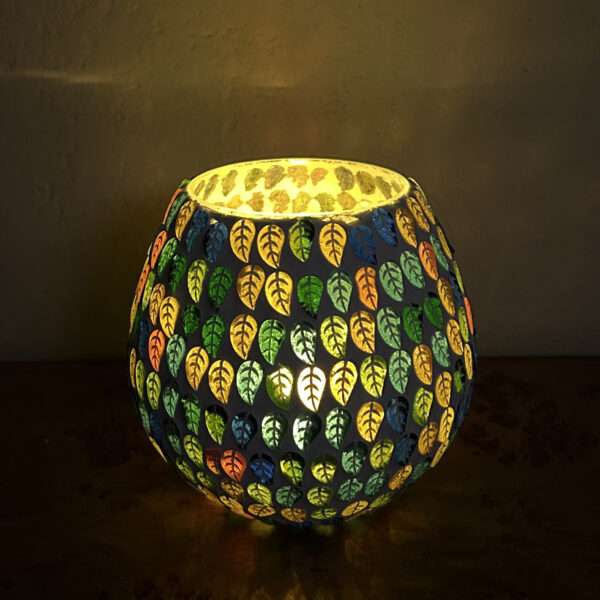 Kulhad Glass Mosaic 4 inch Tealight Candle Holder for Diwali Decor, Christmas Decor, New Year Decor