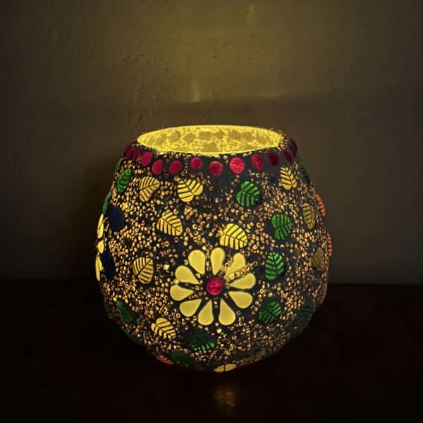 Kulhad Glass Mosaic 4 inch Tealight Candle Holder for Diwali Decor, Christmas Decor, New Year Decor