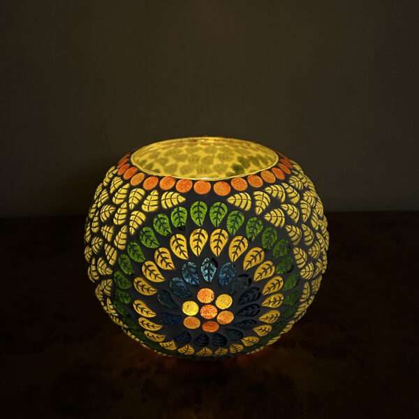 Glass Mosaic 5 inch Tealight Candle Holder for Diwali Decor, Christmas Decor, New Year Decor