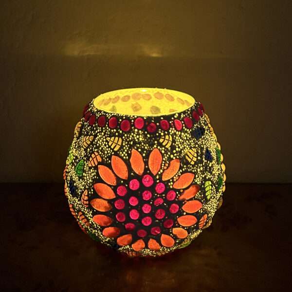 Kulhad Glass Mosaic 4 inch Tealight Candle Holder for Diwali Decor, Christmas Decor, New Year Decor