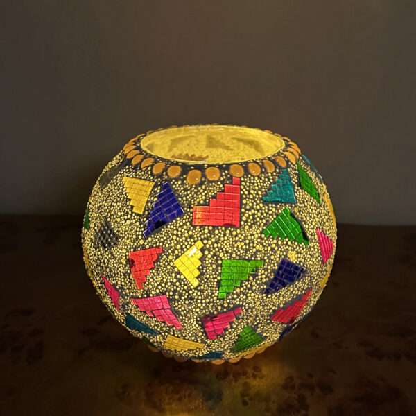 Glass Mosaic 5 inch Tealight Candle Holder for Diwali Decor, Christmas Decor, New Year Decor
