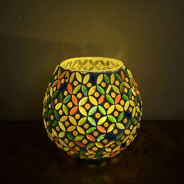 Kulhad Glass Mosaic 4 inch Tealight Candle Holder for Diwali Decor, Christmas Decor, New Year Decor