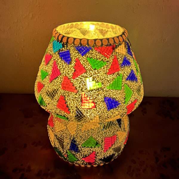Mosaic Style Glass Table Lamp 7 inches Multicolor for Home, Office, Festival, Decoration