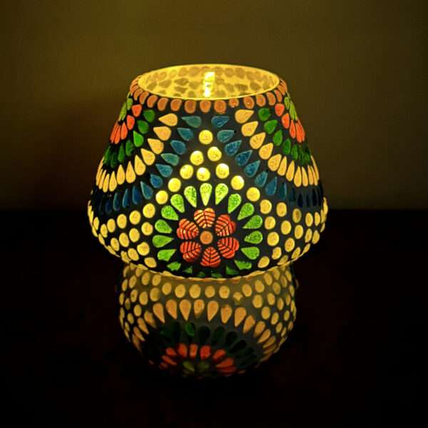 Mosaic Style Glass Table Lamp 7 inches Multicolor for Home, Office, Festival, Decoration