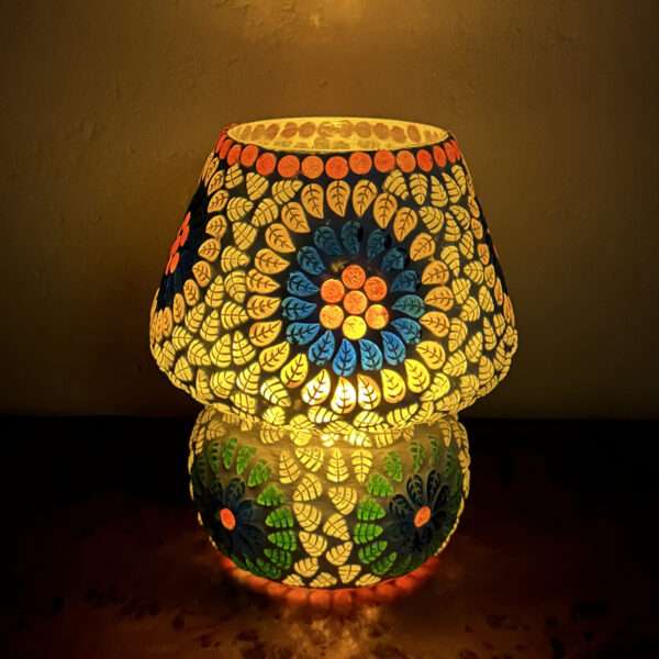 Mosaic Style Glass Table Lamp 7 inches Multicolor for Home, Office, Festival, Decoration