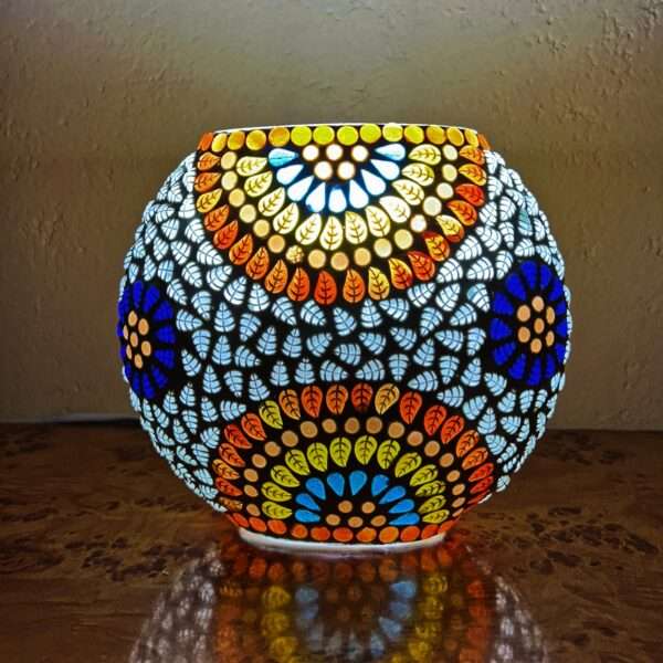 Mosaic Style Glass Oval Shape Table Lamp 7 inches Multicolor for Home, New Year Decor, Diwali Decor