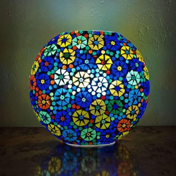 Mosaic Style Glass Oval Shape Table Lamp 9 inches Multicolor for Home, New Year Decor, Diwali Decor