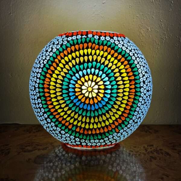 Mosaic Style Glass Oval Shape Table Lamp 9 inches Multicolor for Home, New Year Decor, Diwali Decor