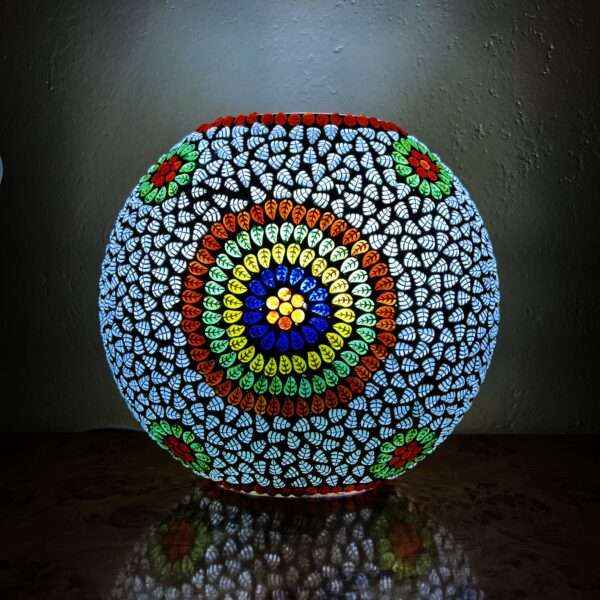 Mosaic Style Glass Oval Shape Table Lamp 9 inches Multicolor for Home, New Year Decor, Diwali Decor