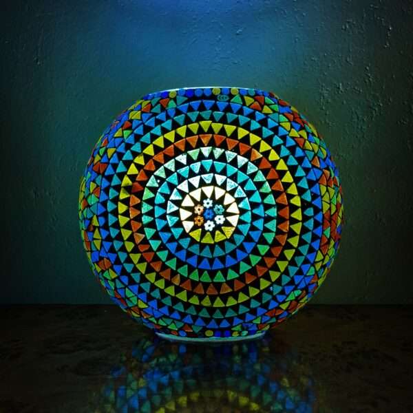 Mosaic Style Glass Oval Shape Table Lamp 9 inches Multicolor for Home, New Year Decor, Diwali Decor