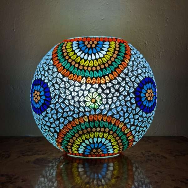 Mosaic Style Glass Oval Shape Table Lamp 9 inches Multicolor for Home, New Year Decor, Diwali Decor