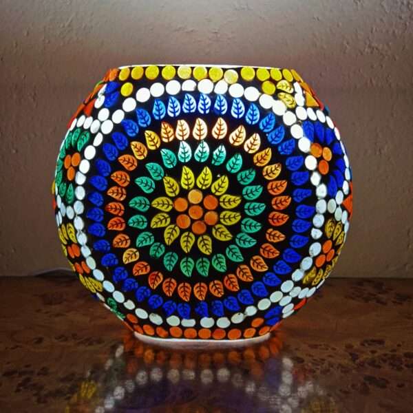 Mosaic Style Glass Oval Shape Table Lamp 7 inches Multicolor for Home, New Year Decor, Diwali Decor