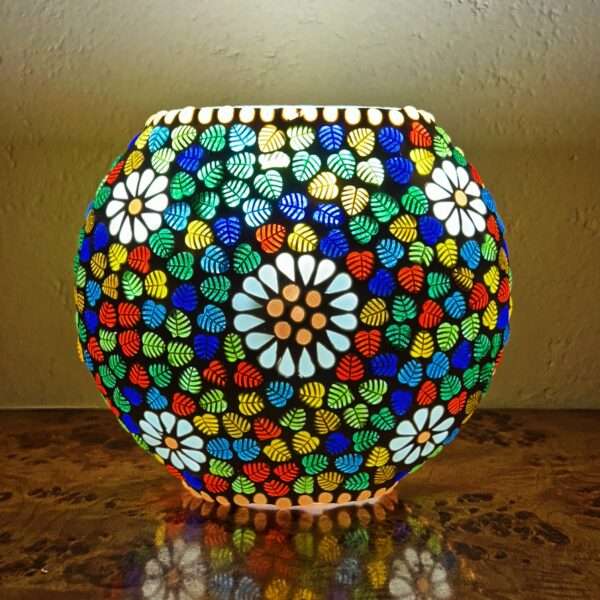 Mosaic Style Glass Oval Shape Table Lamp 7 inches Multicolor for Home, New Year Decor, Diwali Decor