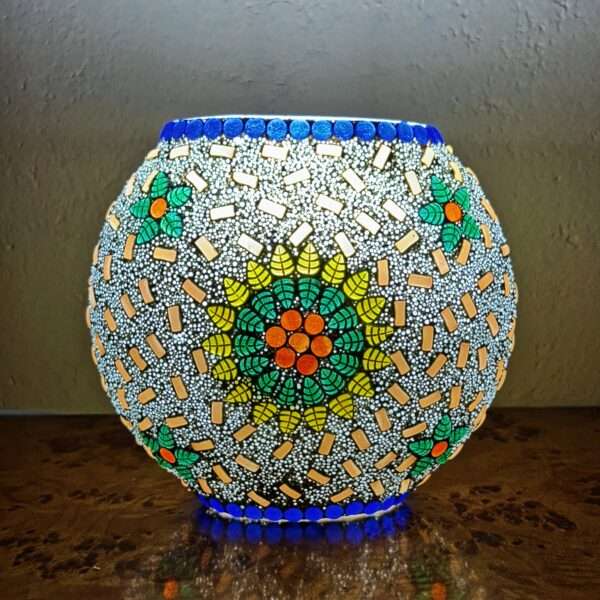 Mosaic Style Glass Oval Shape Table Lamp 7 inches Multicolor for Home, New Year Decor, Diwali Decor