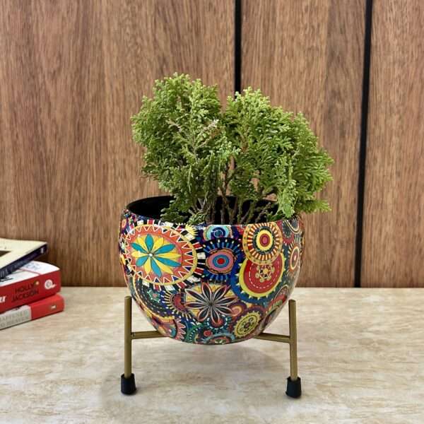 Rangoli Print Indoor Metal Table Planter