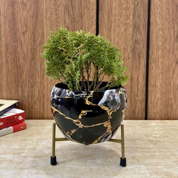 White Marble print Indore table planter