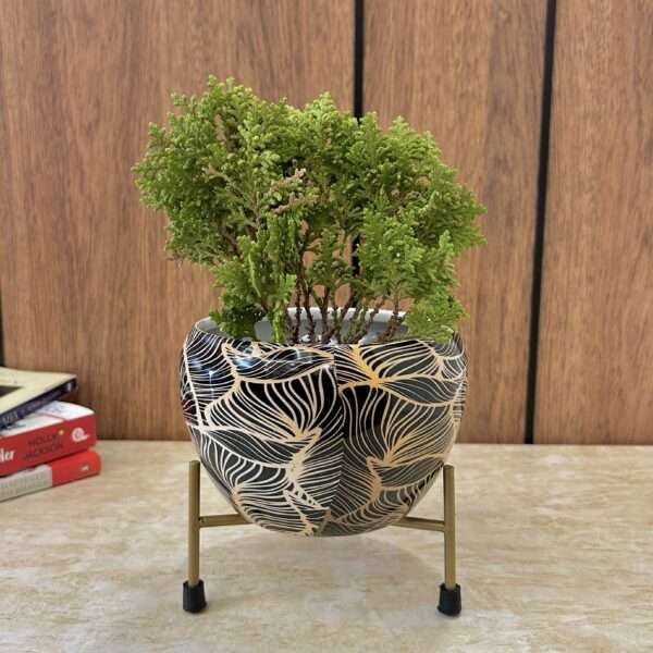 Zebra Print Indoor Metal Table Planter