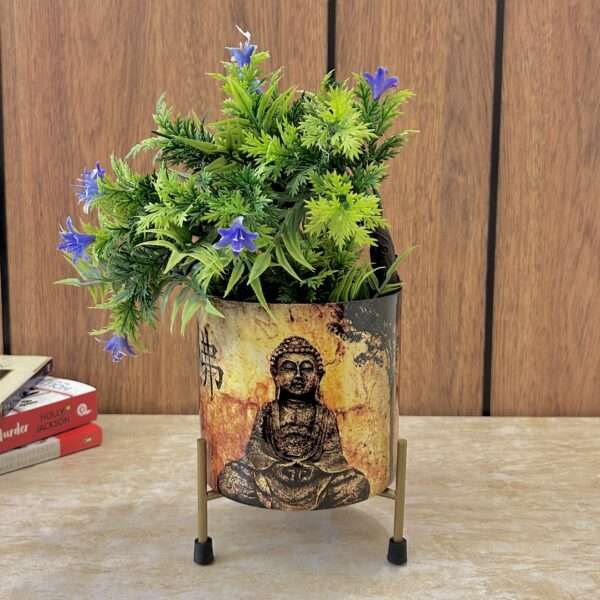 Meditating Buddha Indoor Metal Table Planter