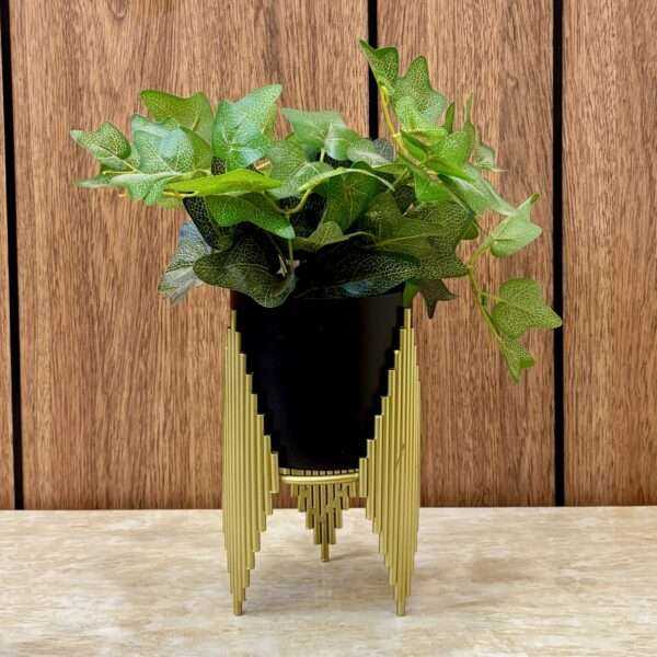 Golden Tripod Matt Black Indoor Metal Table Planter