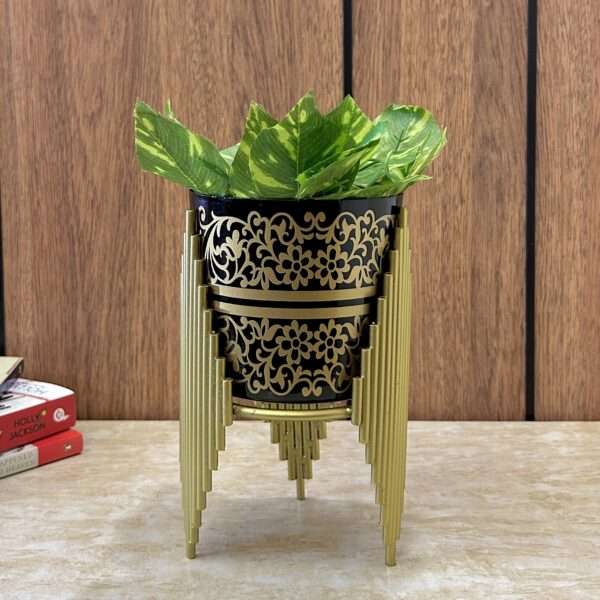 Golden Tripod Black Indoor Metal Table Planter