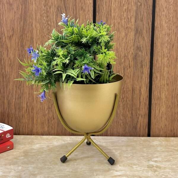 Golden Tripod Round Indoor Metal Table Planter